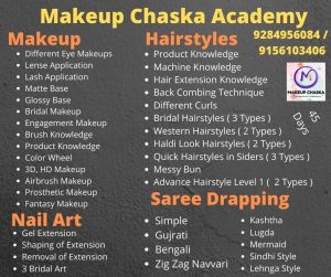 makeup chaska class course academy hairstyle nail art syllabus 45 days